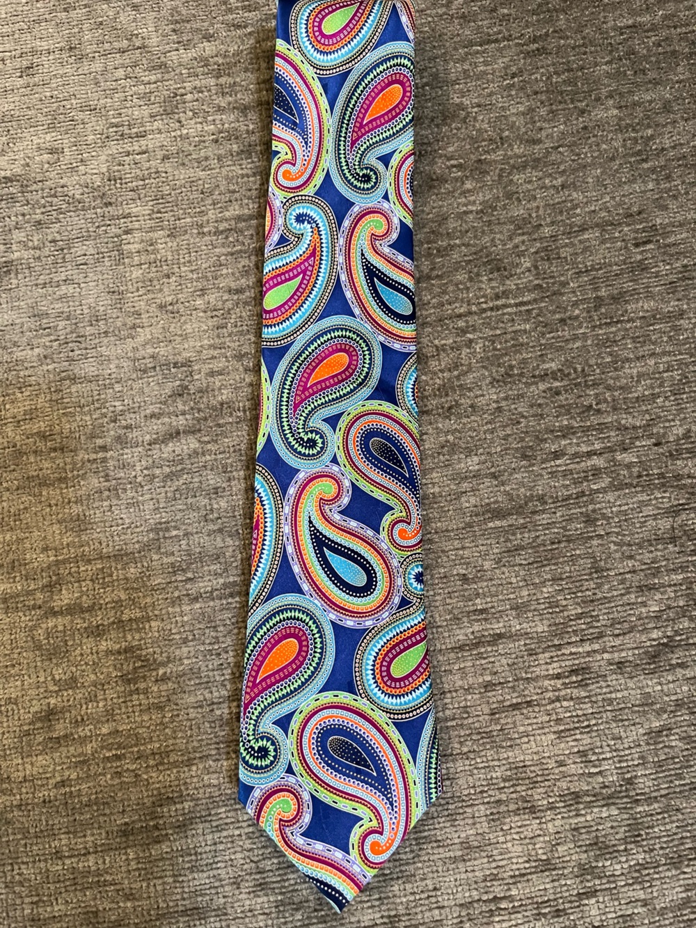 Geoffrey Beene Navy Paisley Silk Tie with Bright Multicolor Accents. 0021 - Picture 5 of 7